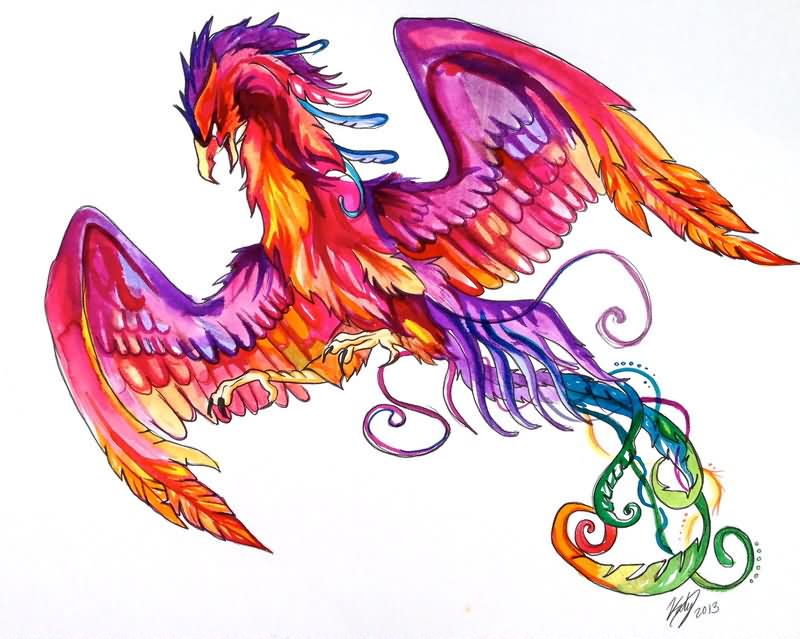 Phoenix Drawing Color at PaintingValley.com | Explore collection of ...