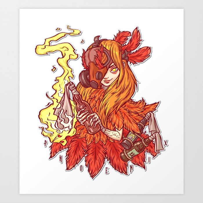 700x700 Phoenix Color Art Print - Phoenix Drawing Color