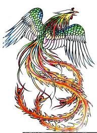 192x262 Phoenix Color Line Drawing Flaming Tailfeathers Sand Inspiration - Phoenix Drawing In Color