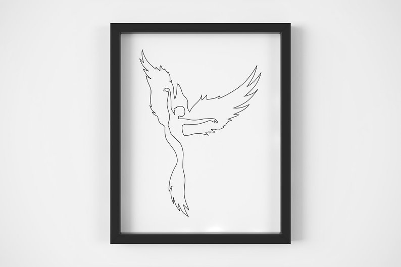 794x529 One Line Art Female Line Drawing Greek Mythology Phoenix Etsy - Phoenix Line Drawing