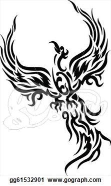 222x370 Phoenix Line Drawing Stock Illustration - Phoenix Line Drawing