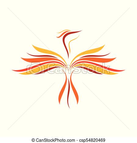 450x470 abstract flame flying phoenix line art symbol abstract flame - Phoenix Line Drawing