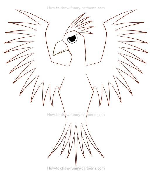 520x595 Create A Fun Phoenix Drawing! - Phoenix Outline Drawing