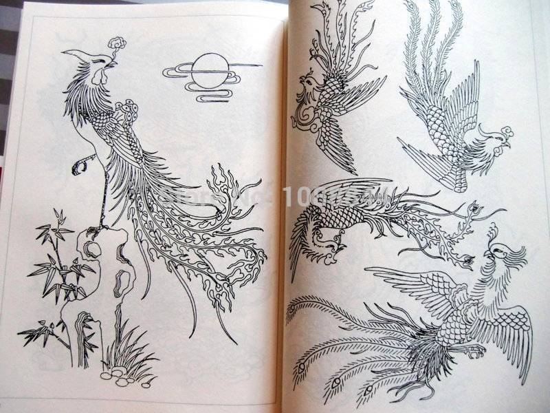 800x600 Free Shipping Dragon Phoenix Outline Drawing Chinese Painting - Phoenix Outline Drawing