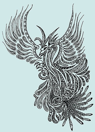 398x550 Phoenix Rising Posters - Phoenix Rising From The Ashes Drawing