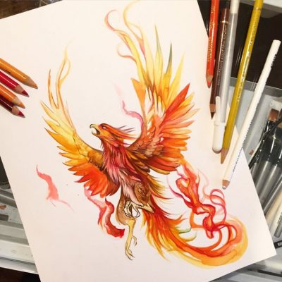 400x400 Ashes Apple Tattoo - Phoenix Rising From The Ashes Drawing