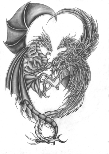 355x500 Phoenix Tattoo Designs - Phoenix Tattoo Drawing
