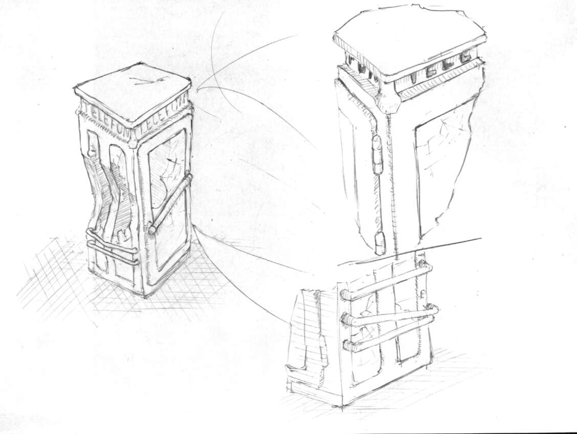 1128x850 Photo Polish Wasteland - Phone Booth Drawing