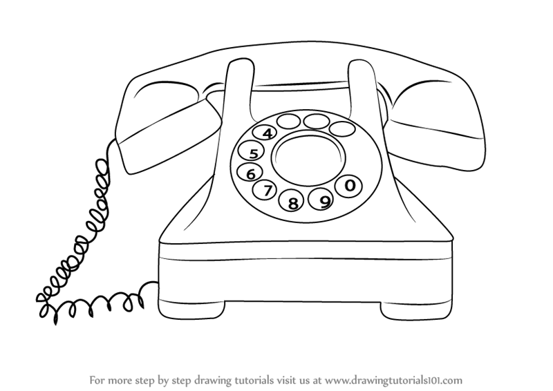 800x566 Learn How To Draw A Vintage Phone - Phone Drawing