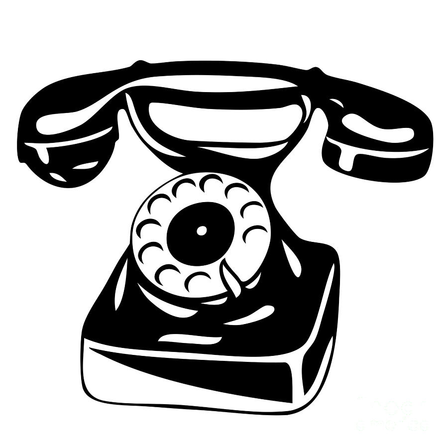 900x900 Old Analogue Phone Drawing - Phone Drawing
