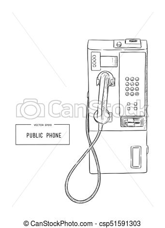 341x470 public phone hand draw sketch vector - Phone Drawing