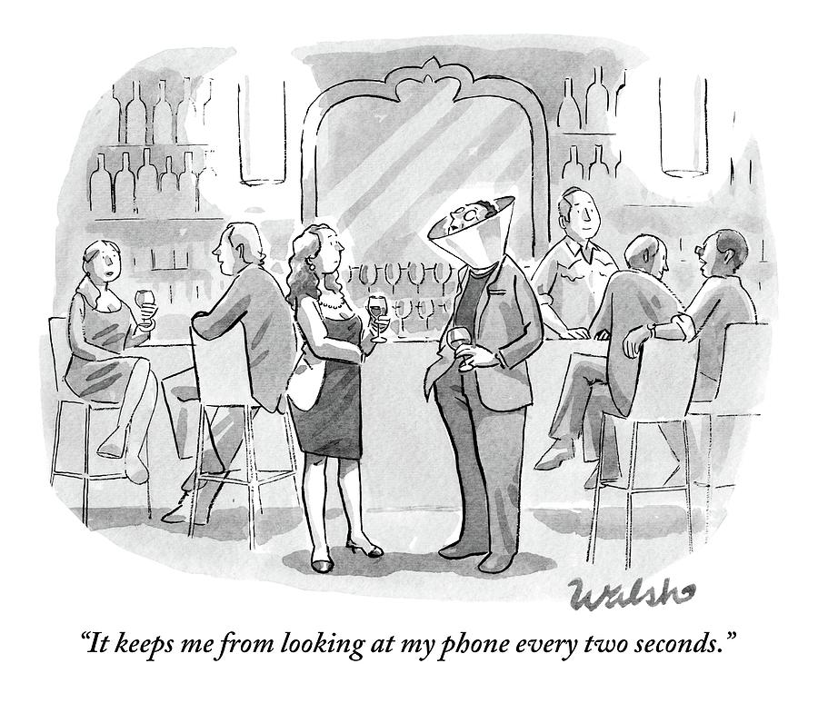 900x774 a man and woman talk at the bar drawing - Phone Drawing