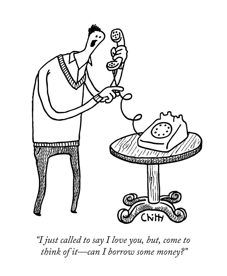 740x900 a man talking on the phone drawing - Phone Drawing