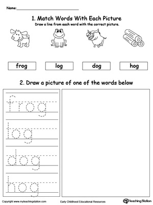 300x400 og word family phonics and writing practice - Phonics Drawing