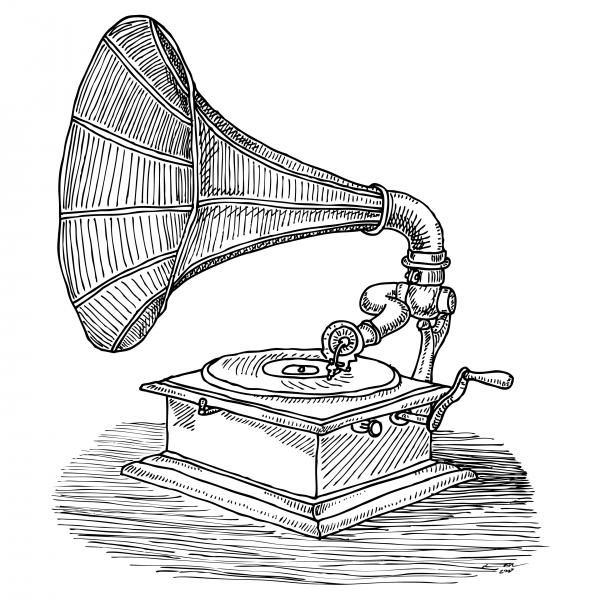 600x600 phonograph tattoo inspiration in art, ink pen drawings - Phonograph Drawing