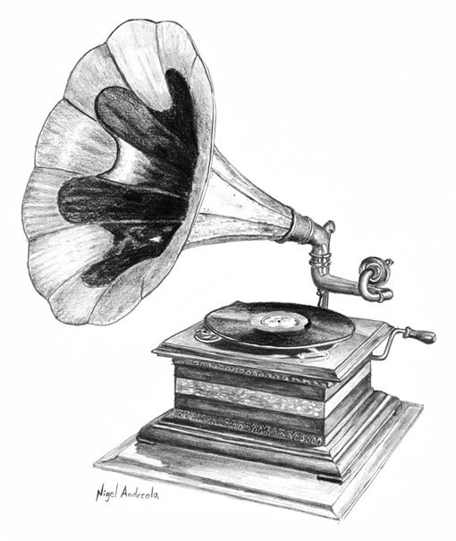 510x605 phonograph tattooed girl music tattoo designs, music drawings - Phonograph Drawing