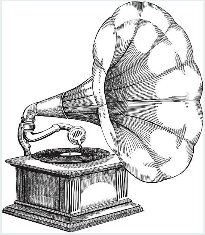 690x790 illustration of an early phonograph old timey in art - Phonograph Drawing