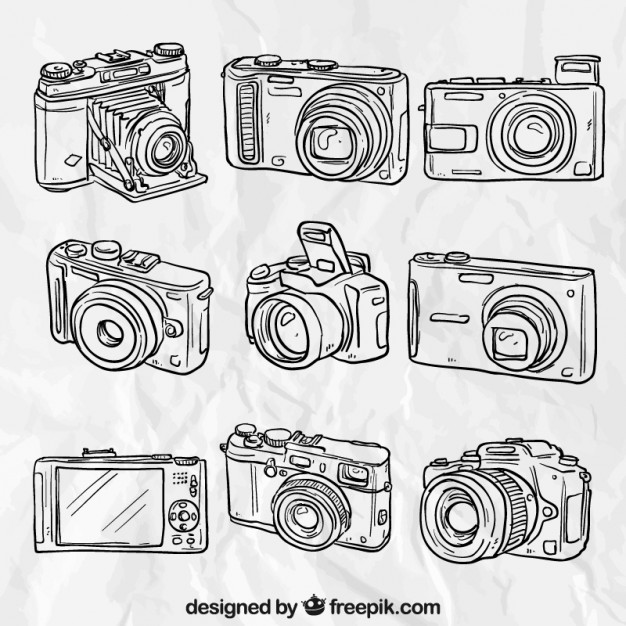 626x626 hand drawn cameras vector free download - Photo Camera Drawing