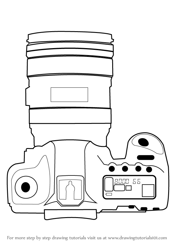 597x844 learn how to draw a camera with lens - Photo Camera Drawing