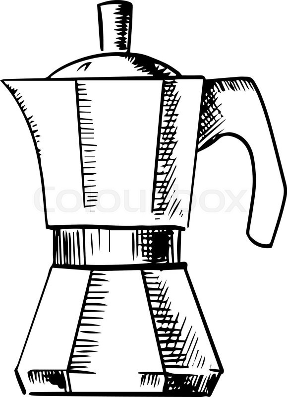 579x800 Coffee Maker Sketch Icon With Italian Stock Vector Colourbox - Photo Drawing Maker