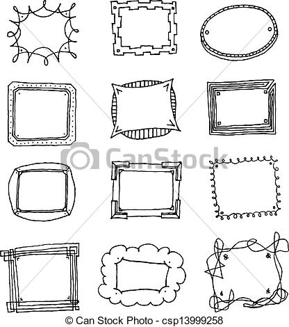 416x470 hand drawn vector picture frame set - Photo Frame Drawing