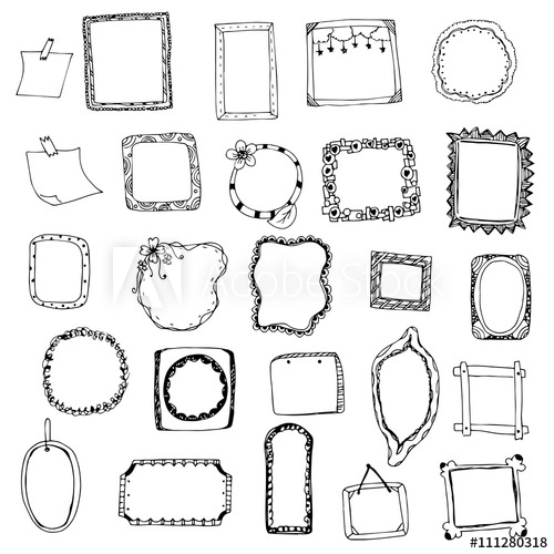 500x500 picture frame drawing designs vector set on white isolated - Photo Frame Drawing