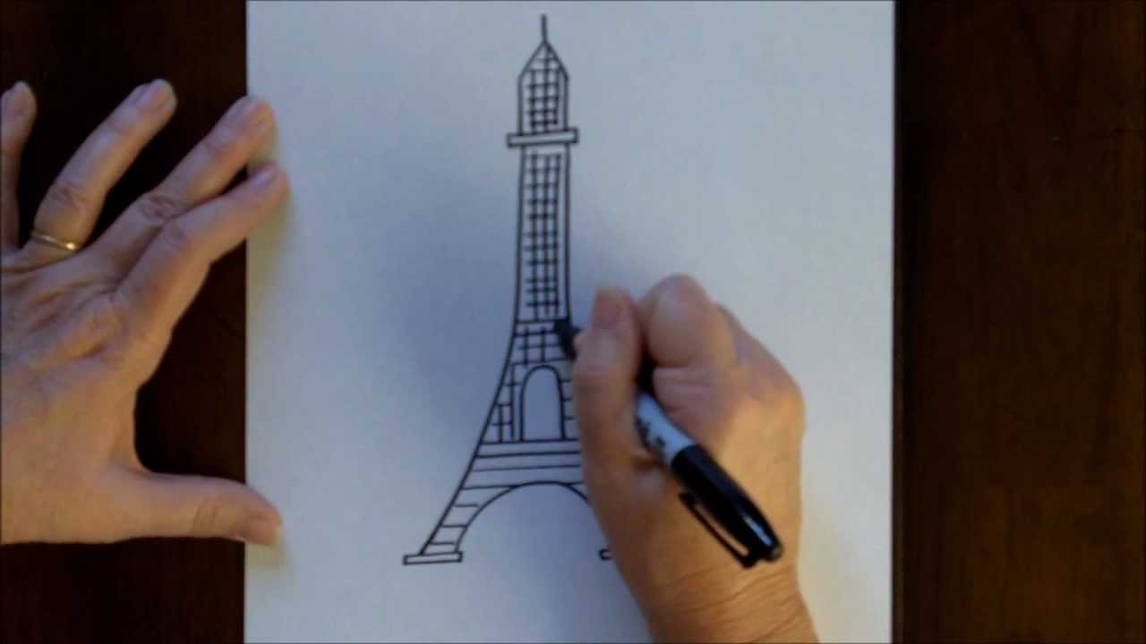 1280x720 Free Drawing Lesson How To Draw The Eiffel Tower Easy Simple - Photo Into Drawing Free