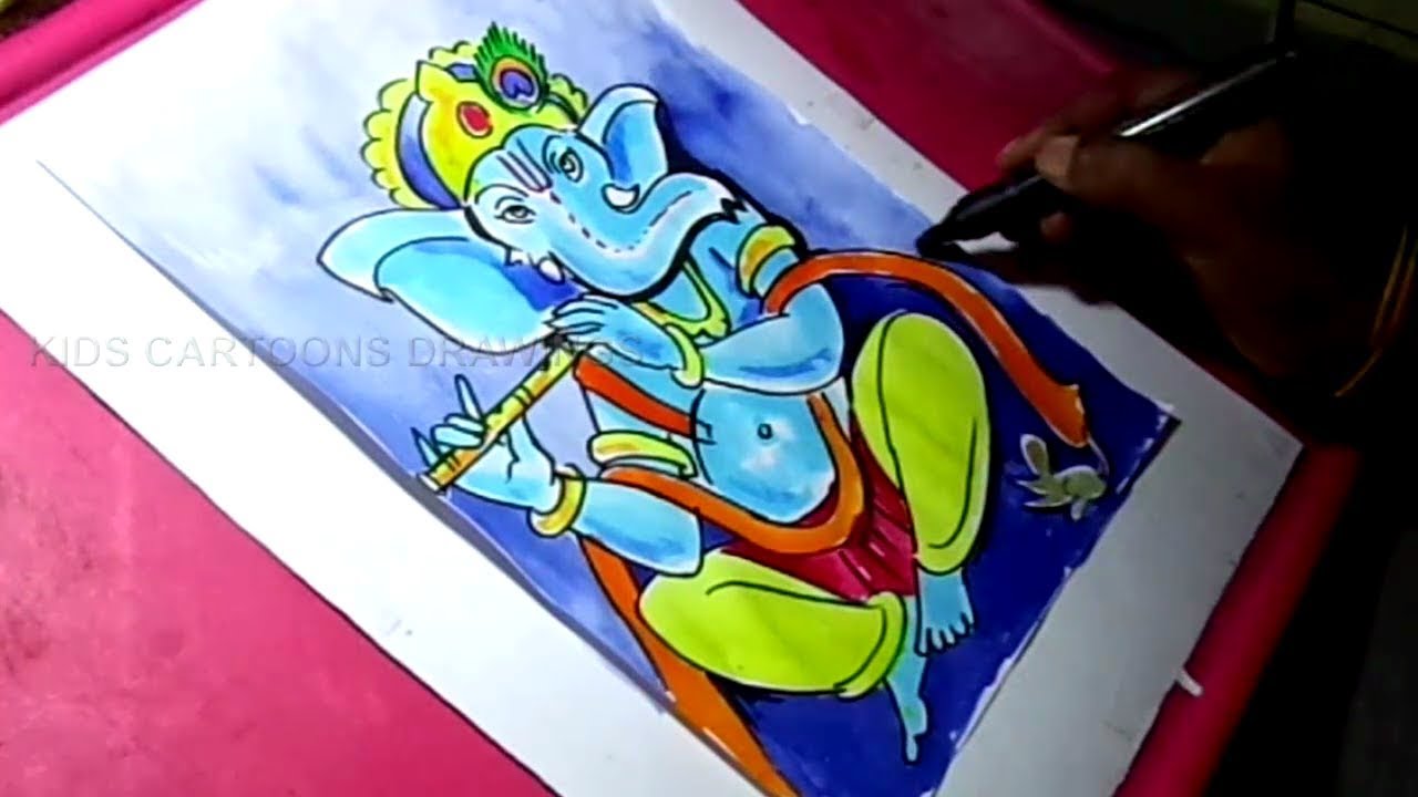 1280x720 How To Draw Lord Ganesha Color Drawing - Photo To Color Drawing