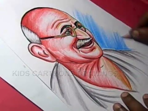 480x360 how to draw mahatma gandhi color drawing for kids step - Photo To Color Drawing