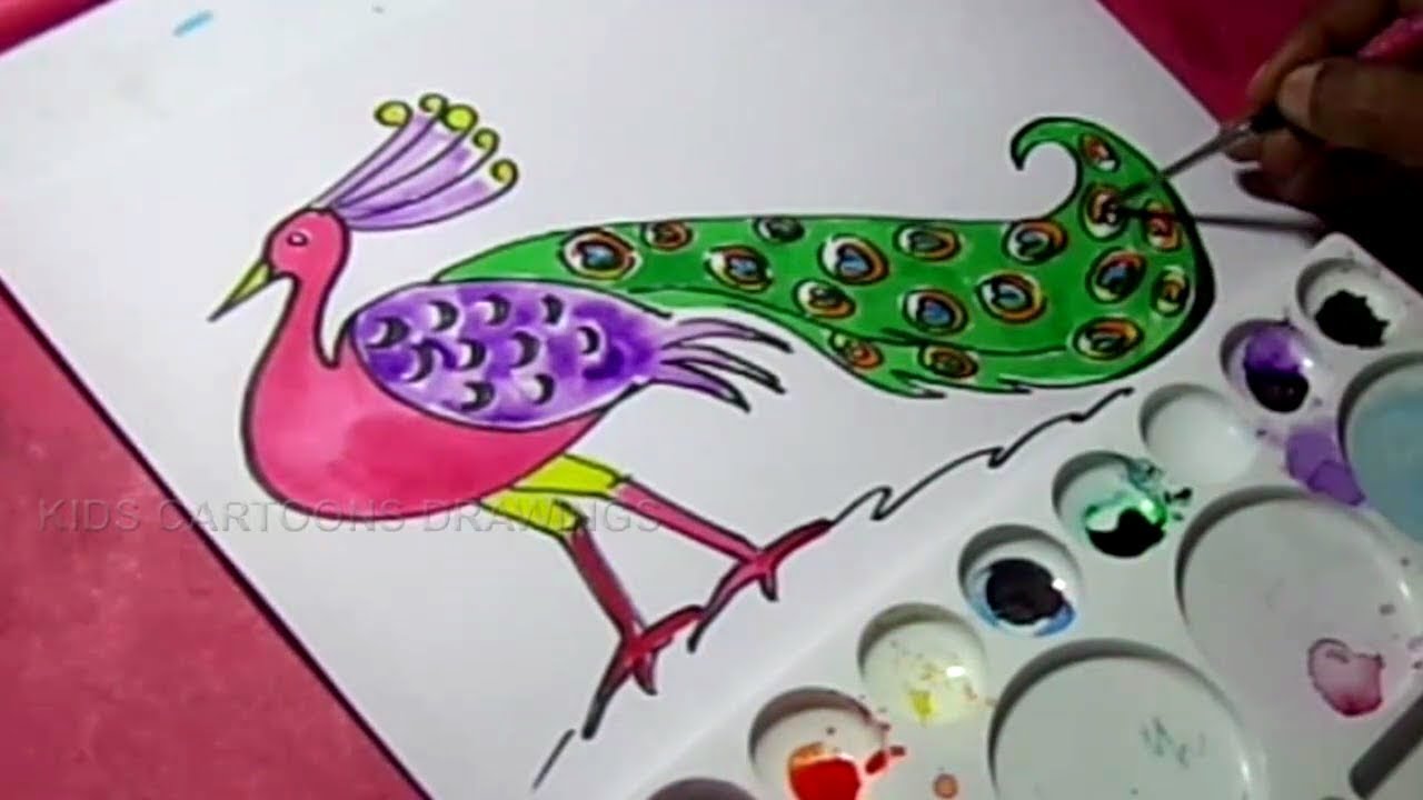 1280x720 How To Draw Peacock Easy Color Drawing For Kids - Photo To Color Drawing