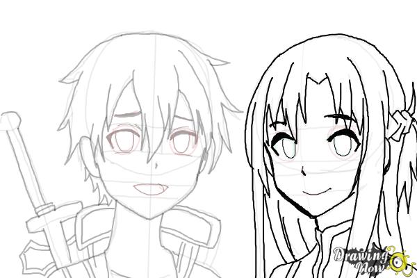 600x400 how to draw asuna and kirito from sword art online - Photo To Drawing Online