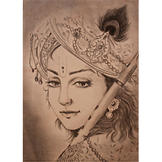 320x320 Buy Lord Krishna Pencil Drawing Painting Online From Shopclues - Photo To Pencil Drawing Online