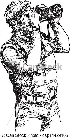 240x470 Photographer Hand Drawn Vector Illustration - Photographer Drawing