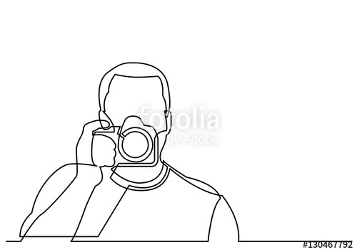 500x354 Continuous Line Drawing Of Photographer Holding Camera Stock - Photographer Drawing