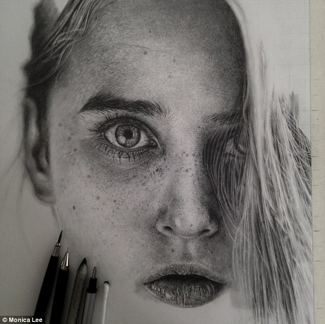 634x633 every pore and every freckle artist's exquisite photorealistic - Photorealistic Drawing