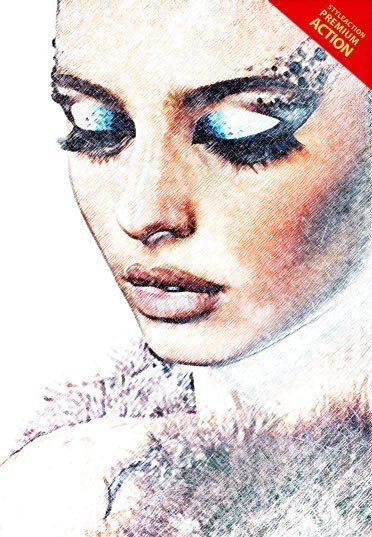 372x537 sketch color drawing photoshop action - Photoshop Drawing Action