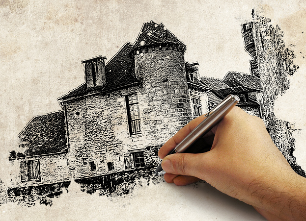 623x451 how to use ink outlines filter to get a cool ink sketch look - Photoshop Drawing Filter