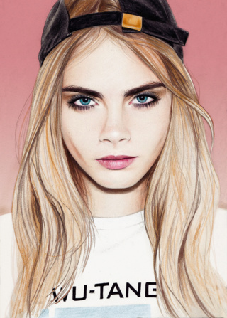 320x447 traditional pencil portrait with colours slightly enhanced - Photoshop Drawing Filter