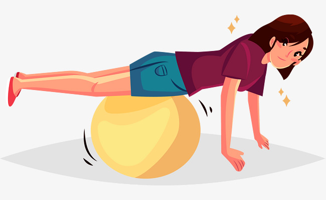 650x400 yoga ball exercise, physical training, rehabilitation, cartoon - Physical Fitness Drawing