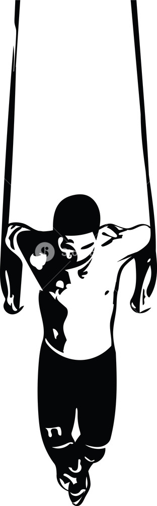 312x1000 drawing of man doing crossfit push ups with trx fitness straps - Physical Fitness Drawing