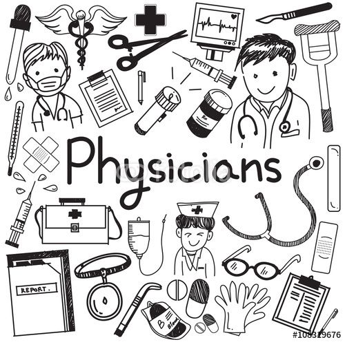 500x497 Vector Physician Doctor And Other Medic Professions Doodle - Physician Drawing