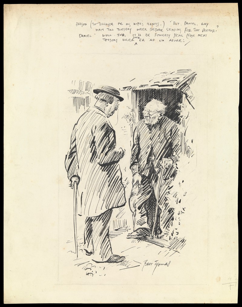 800x1014 An Aged Rustic Telling A Clergyman That He Is Calling - Physician Drawing