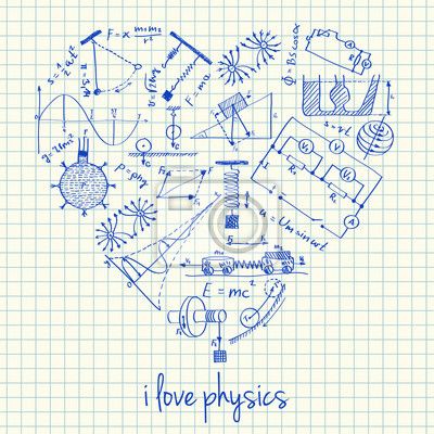 400x400 physics drawings in heart shape sticker we live - Physics Drawing