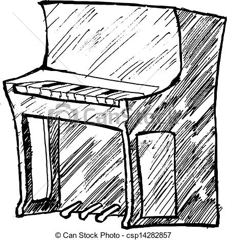 444x470 hand drawn, sketch, cartoon illustration of piano - Piano Cartoon Drawing