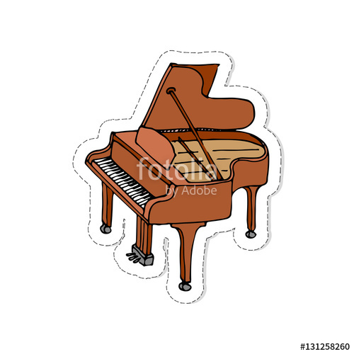 500x500 hand drawn doodle piano patch vector illustration musical - Piano Cartoon Drawing