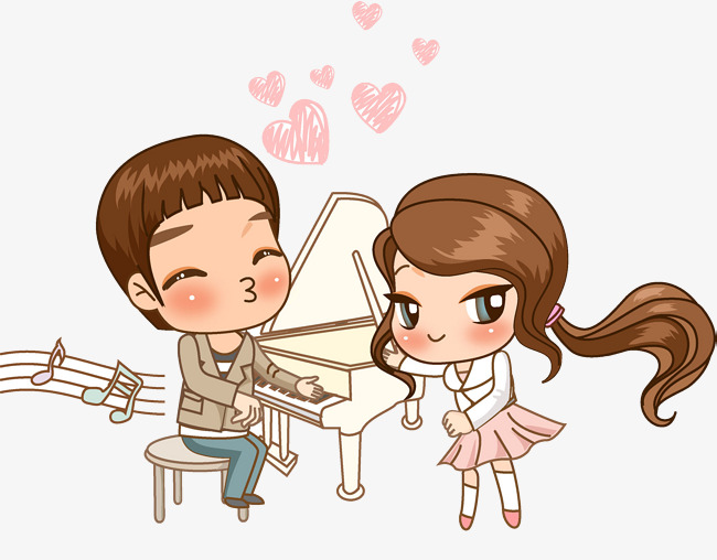 650x508 piano men and women, piano clipart, cartoon hand drawing - Piano Cartoon Drawing