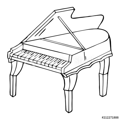 500x500 piano cartoon illustration isolated on white background - Piano Cartoon Drawing