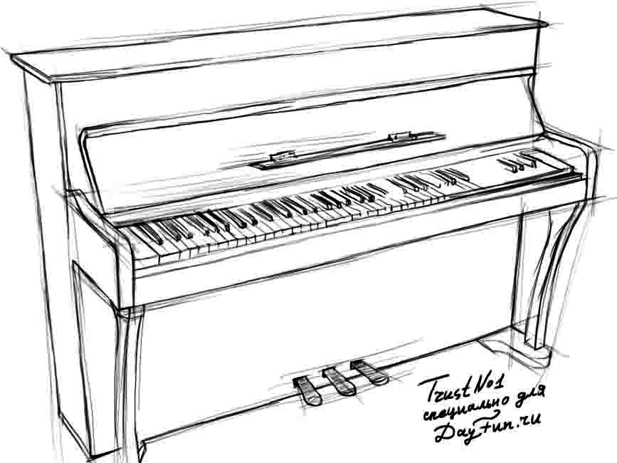 867x650 How To Draw Piano Keyboard Step - Piano Drawing