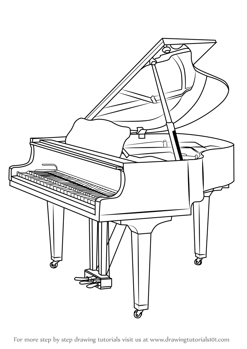 800x1131 Learn How To Draw A Grand Piano - Piano Drawing