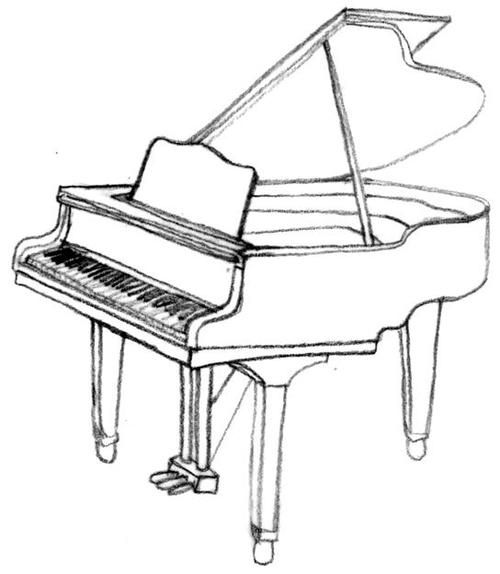 500x574 Piano Drawing - Piano Drawing